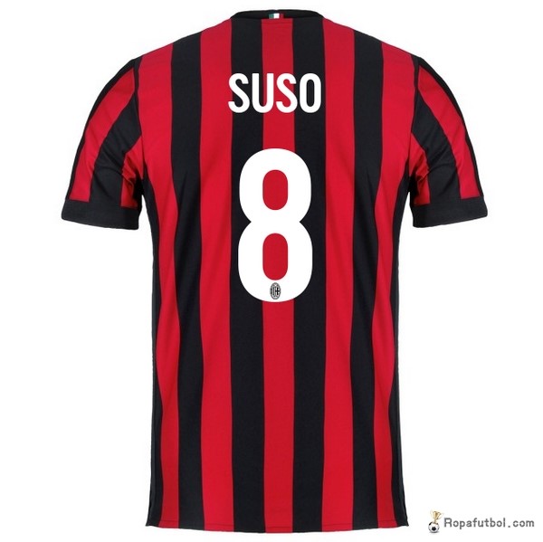 Camiseta AC Milan Replica Primera Ropa Suso 2017/18 Rojo